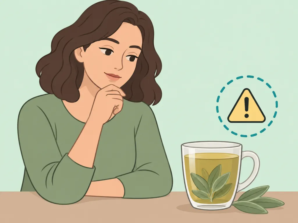 Person setting realistic expectations before using sage tea.