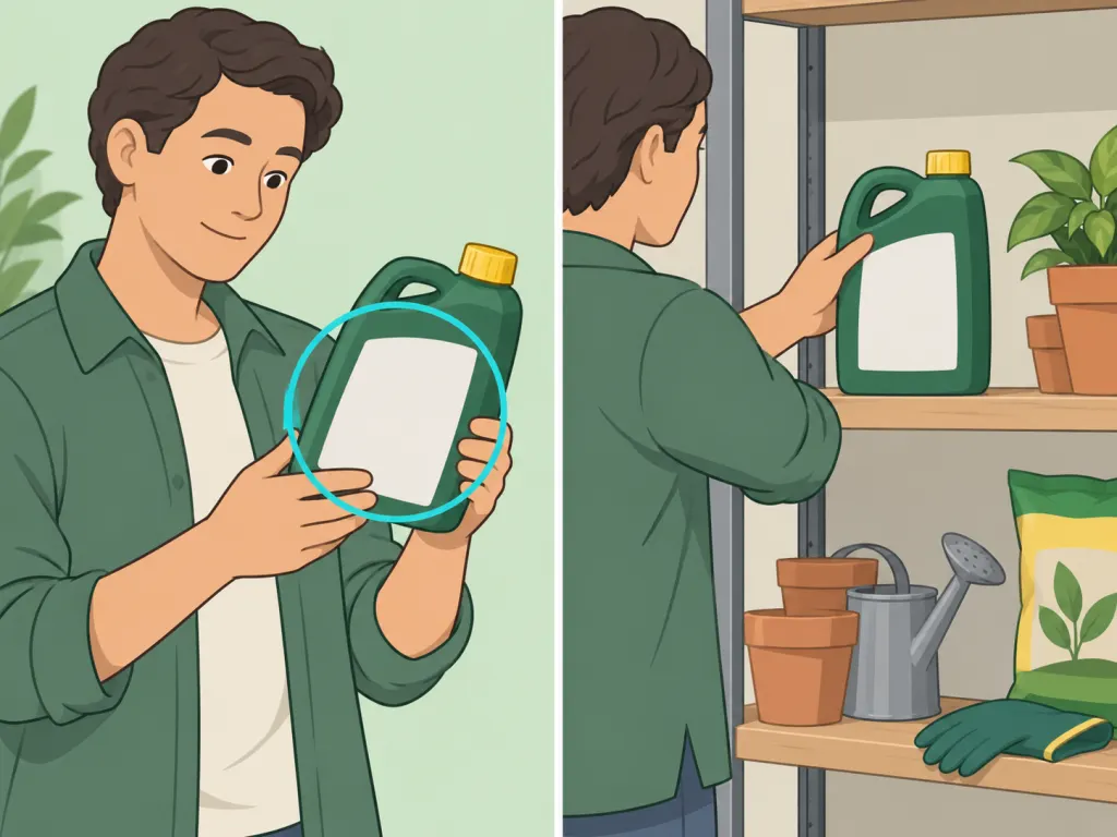 A person checking a product label before using a commercial snake repellent.