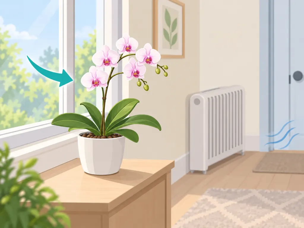 Moth orchid moved to a bright slightly cooler spot at night.