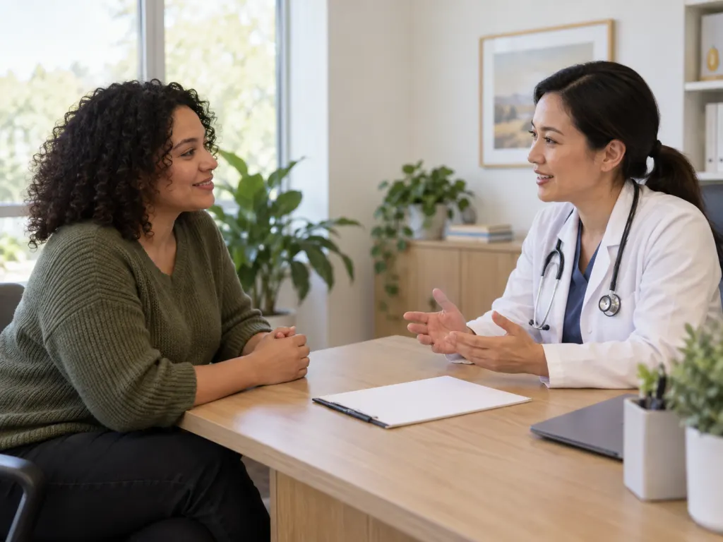A calm conversation with a health professional about recurring sleep disruption.