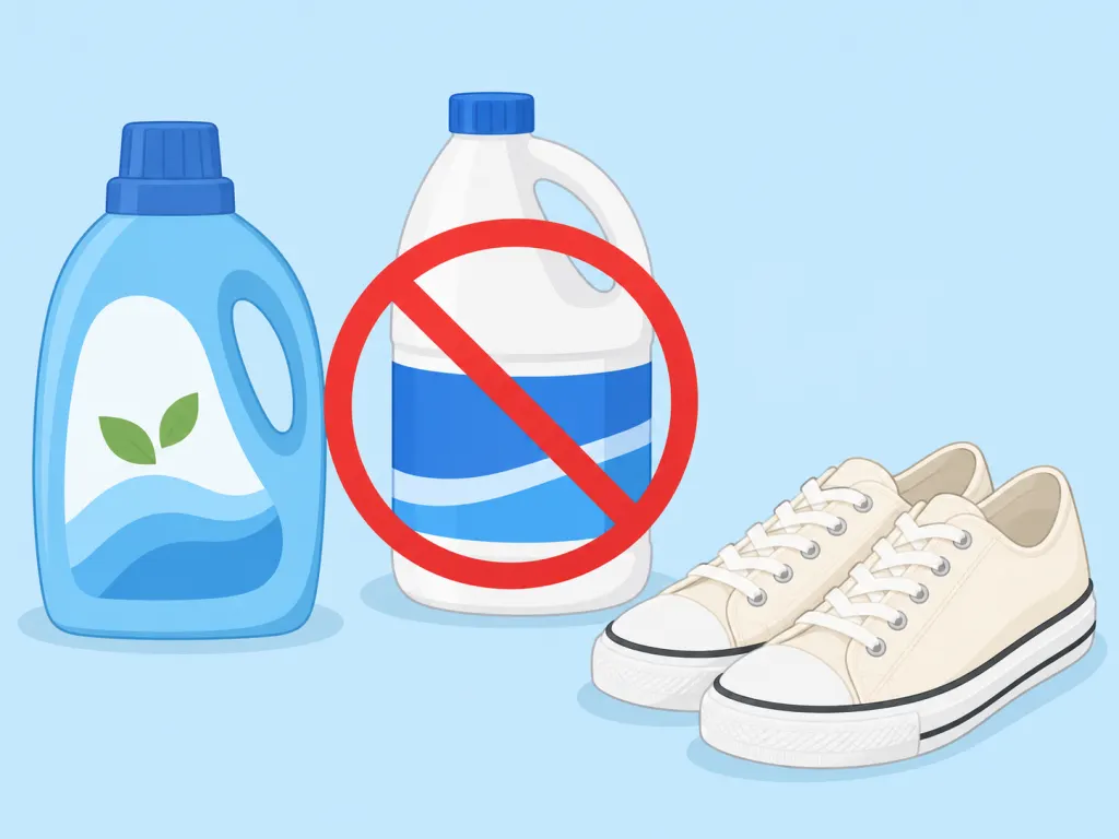Illustration showing detergent used while strong cleaners are avoided.