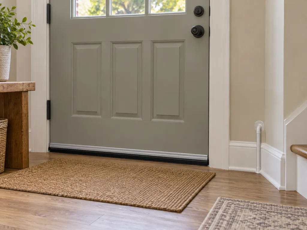 A well-sealed exterior doorway and clean entry area.