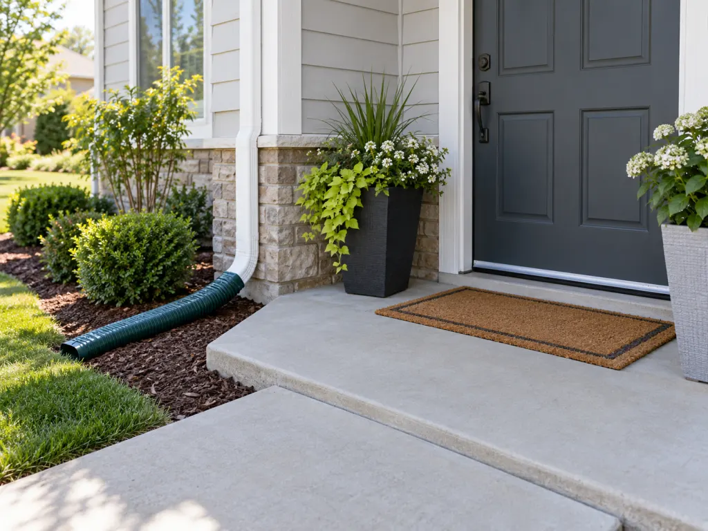 A dry, tidy doorway and foundation edge after reducing slug-friendly conditions.