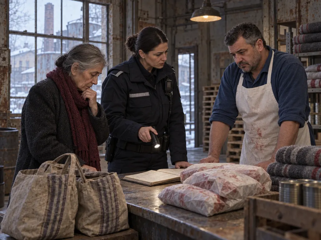 Mara discovers families sheltered inside the cannery with Lidia's ledger and food supplies nearby.