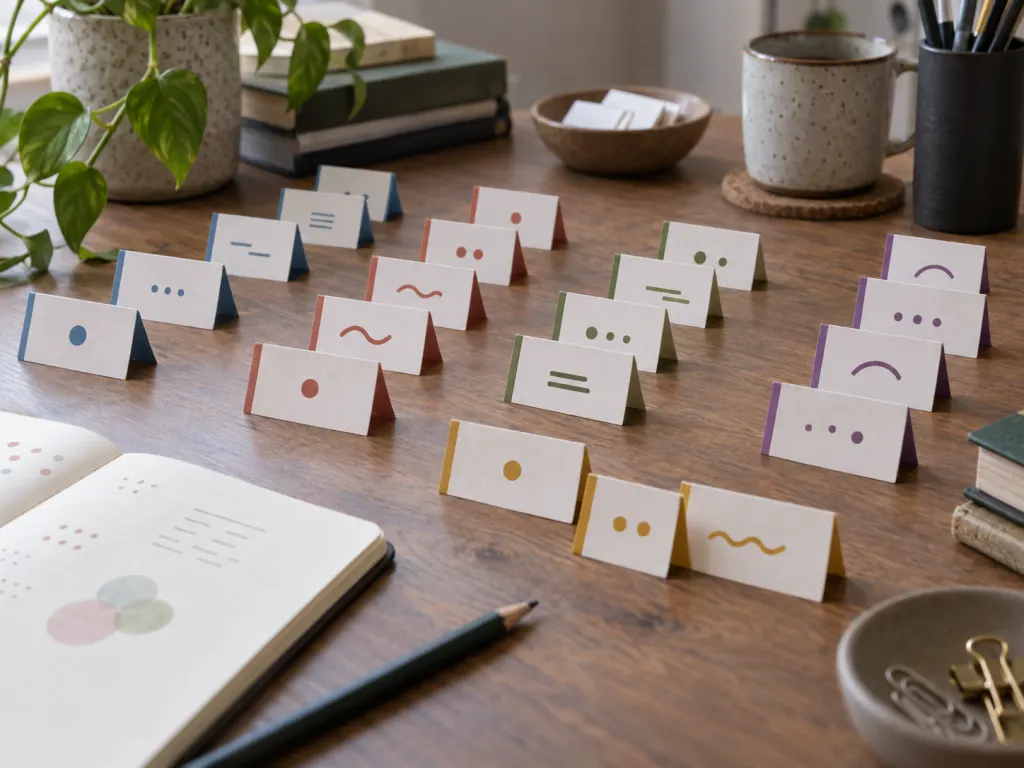 Name cards arranged on a desk to suggest comparing sound and rhythm in names.