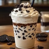 A cup of milk with chocolate chips and whipped cream.