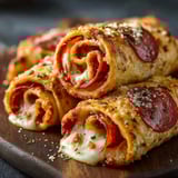 A plate of pepperoni rolls.