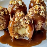 A plate of food with a caramel sauce drizzle.