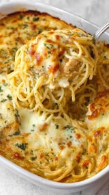 A close up of a dish with white cheddar chicken and pasta.
