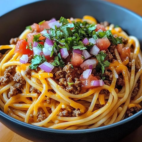 A bowl of spaghetti with meat sauce and vegetables.
